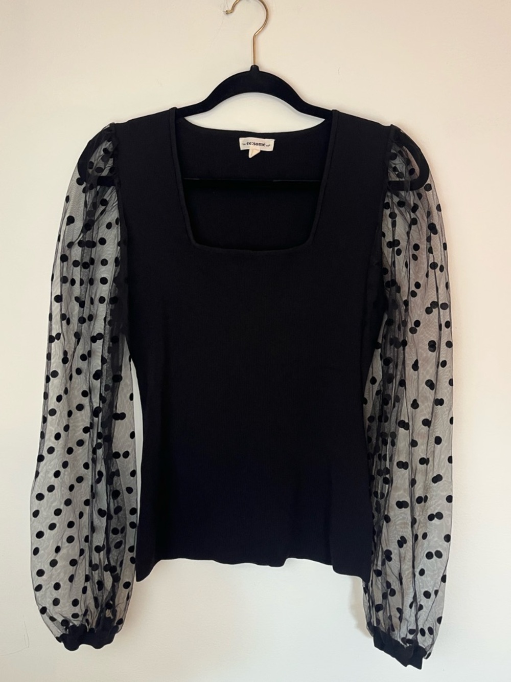 Square Neck Bubble Sleeve Top
